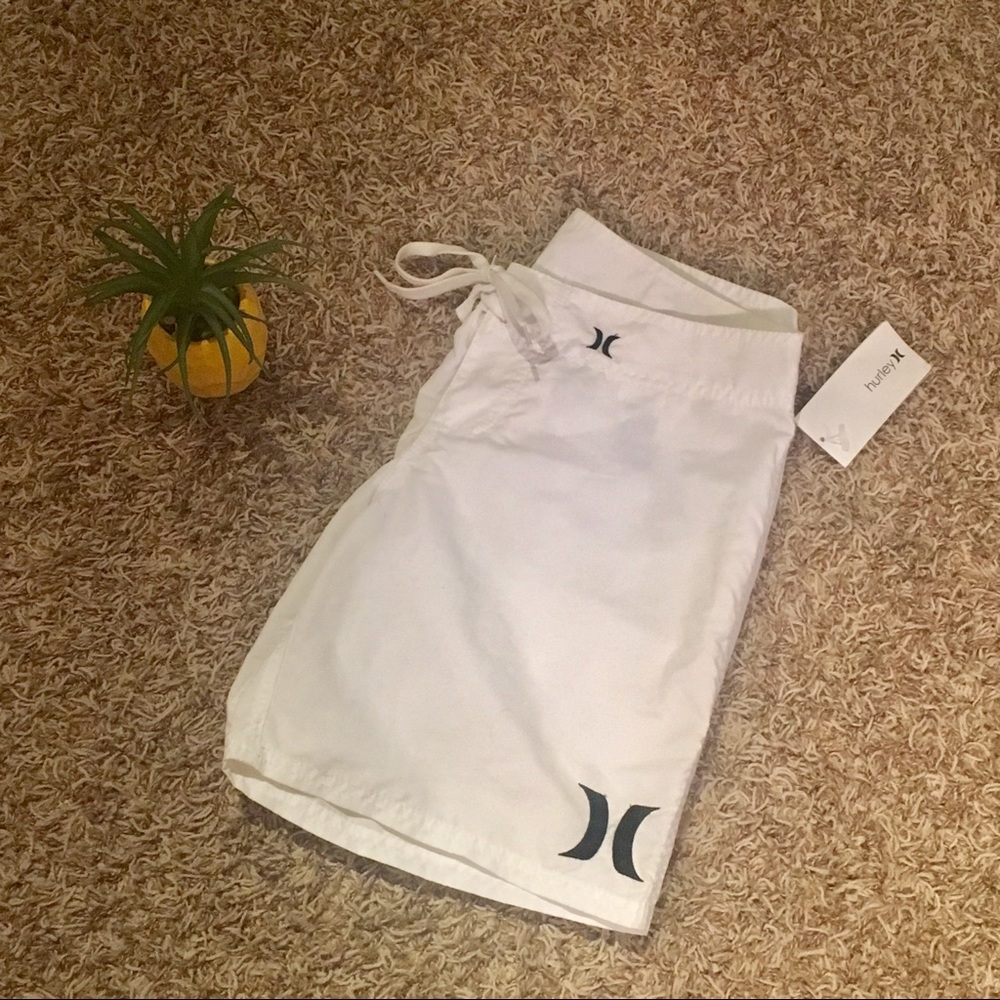 Hurley board shorts - white with black logo